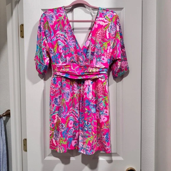 NWT Lilly Pulitzer Parigi Skort Romper S Pink Isle Shell Me Something Good dress - Picture 2 of 5
